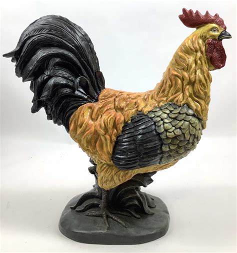 Lot - 20in Cast Resin Decorative Rooster Sculpture