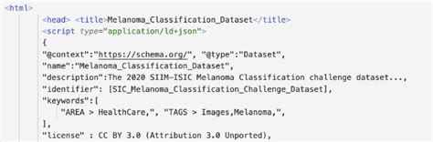 Example of HTML code implementing Schema.org generated by the... | Download Scientific Diagram