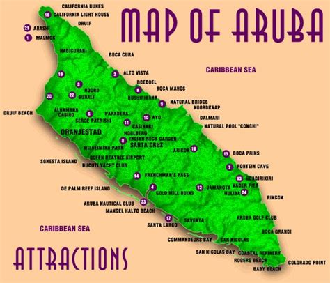 Map of Aruba Attractions | Caribbean & Bermuda Maps | Pinterest | Language, Dutch and The o'jays