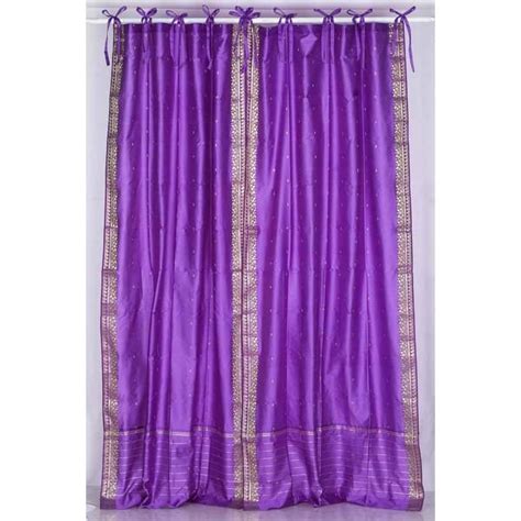 Lavender Tie Top Sheer Sari Curtain / Drape / Panel - Piece - Bed Bath & Beyond - 18696635