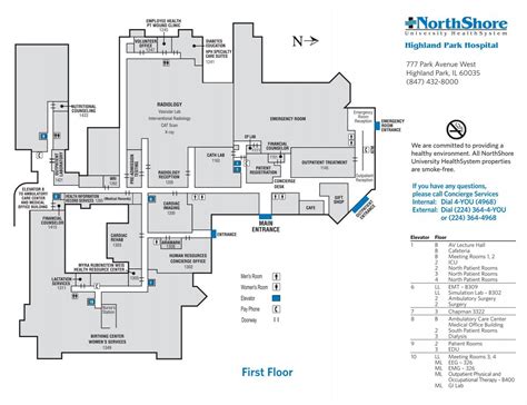 Highland Park Hospital Floor Plan Map - NorthShore