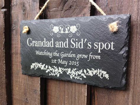 Garden Sign Personalised in Slate – Signs – Craft Shapes – Welsh LoveSpoons – Memorials