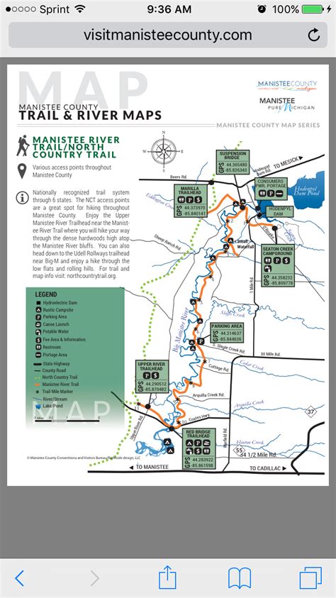 Trail map - Manistee River Trail and North Country Trail loop 23 miles | Manistee river, North ...