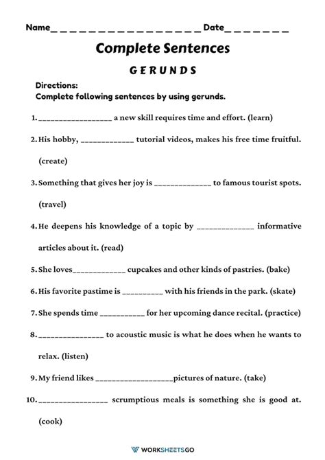 Complete Sentences Worksheets | WorksheetsGO