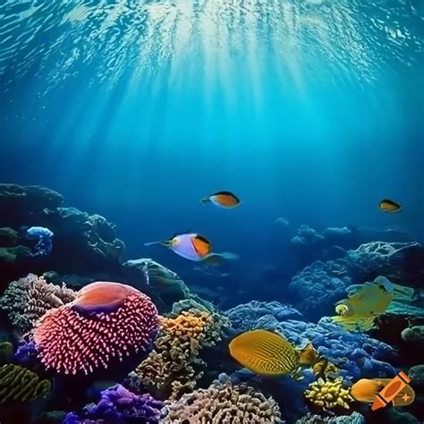 A wonderful deep blue sea landscape, special effects, beautiful, corals ...