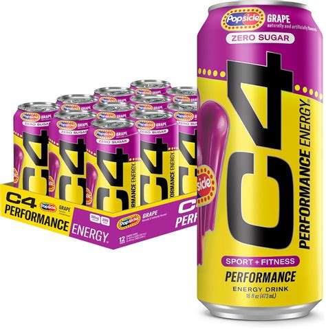 C4 Zero Sugar Energy Drink, Popsicle Grape, 16oz (Pack of 12) – Oasis Snacks