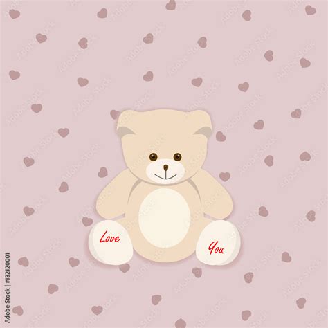 Teddy bear with hearts Stock Vector | Adobe Stock