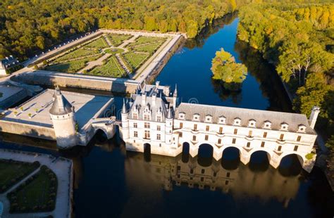 Aerial View of Chateau De Chenonceau Stock Photo - Image of castle ...