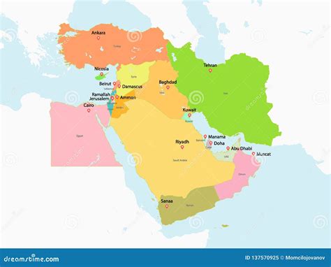 Mapa Político De Oriente Medio Ilustración del Vector - Ilustración de ...