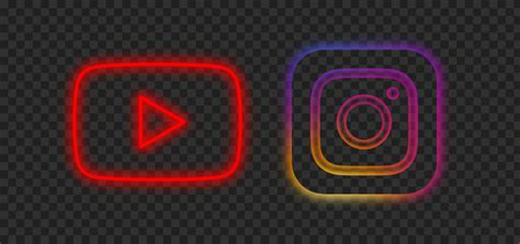 HD Beautiful Youtube Instagram Neon Logos Icons PNG | Citypng | New ...