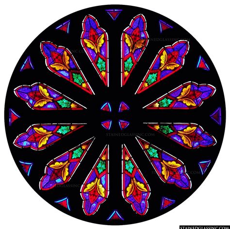 "Bold Colored Rose Window" Stained Glass Window