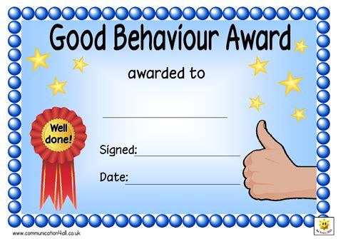 Good Behaviour Award Certificate Template Download Printable PDF | Templateroller