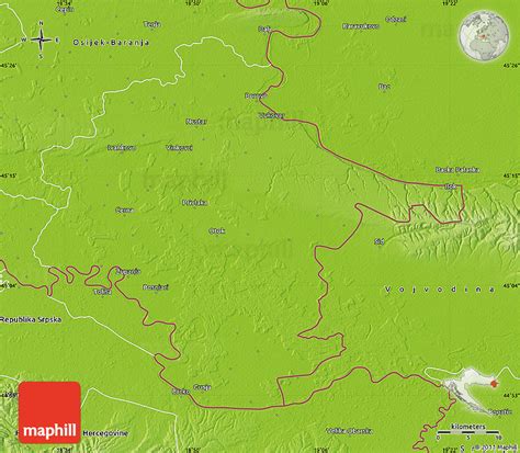 Physical Map of Vukovar-Srijem