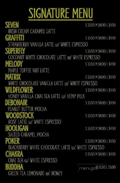 Menu of Humble Coffee in Colorado Springs, CO 80907