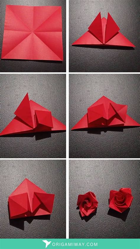 Origami Rose Instructions - Origami Way | Origami easy, Easy origami flower, Origami crafts