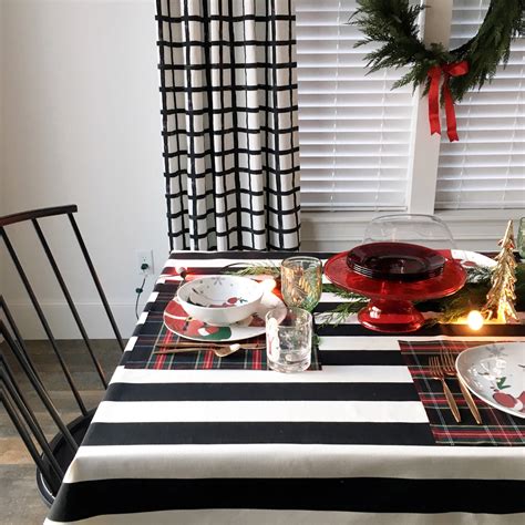 Black and White Striped Tablecloth