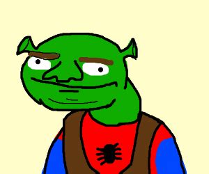 Spooderman and Shrek's lovechild. - Drawception