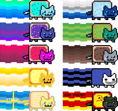 Download Nyan_ Cat_ Variations_ Pixel_ Art | Wallpapers.com