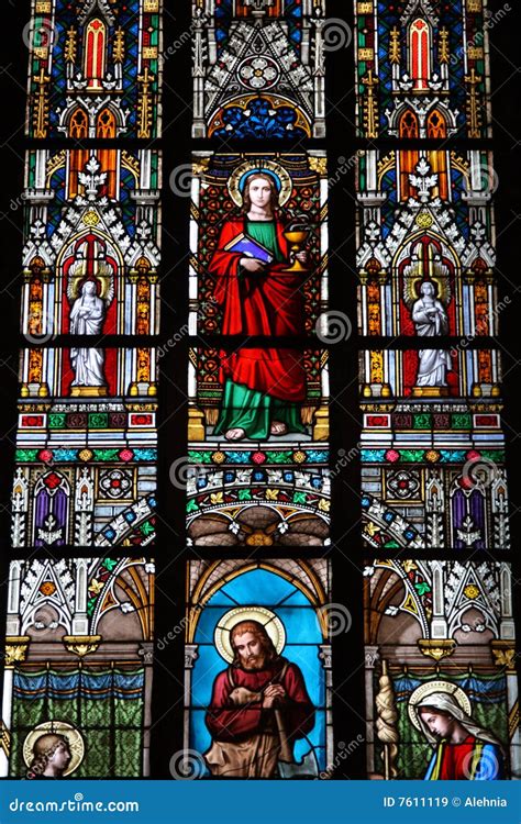 Stained-glass Window in St.Vitus Cathedral Stock Image - Image of glass, light: 7611119