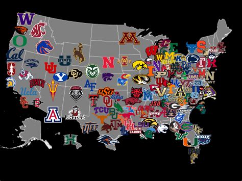 College Football Team Location Map – CFB Select