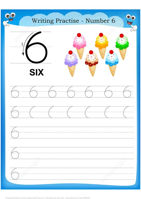 Number 6 Handwriting Practice Worksheet | Free Printable Puzzle Games