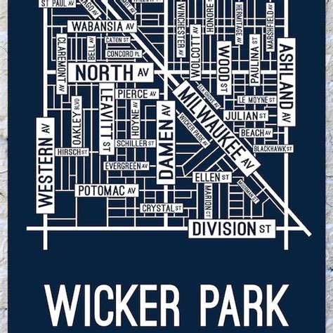 Bucktown Chicago Street Map Screen Print Bucktown Home - Etsy