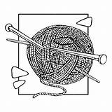 Premium Vector  Ball Of Wool With knitting needles Monochrome sketch template