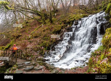 A frozen waterfall on The Birks of Aberfeldy walk Stock Photo - Alamy