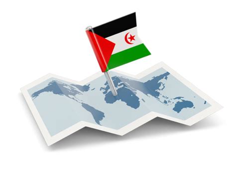 Flag pin with map. Illustration of flag of Western Sahara