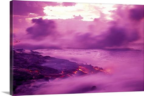 Hawaii, Big Island, Kilauea Lava Flow, Purple Smoke | Great Big Canvas