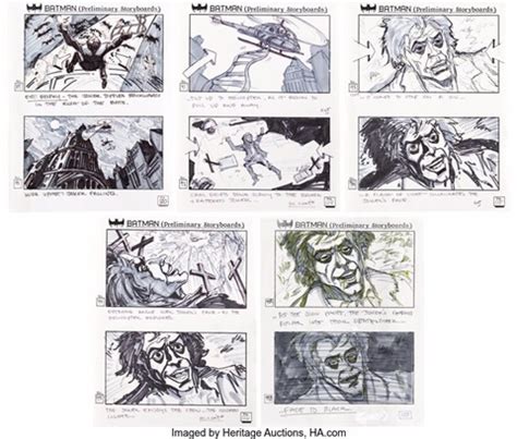 Batman Joker Death Scene Storyboard Original Art Group of 5 Warner ...