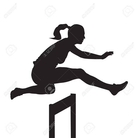 Woman Jumping And Running Over Hurdles, Hurdle Race, Vector Silhouette Royalty Free Cliparts ...