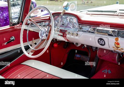 1959 Ford Fairlane 500 interior. 1950s American car Stock Photo - Alamy