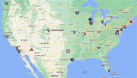 MLB Teams Map with logos | MLB Teams Location - FTS DLS KITS