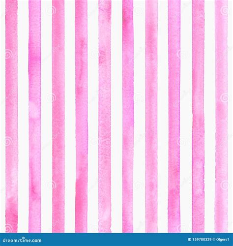 Watercolor Pink Stripes on White Background. Pink and White Striped ...