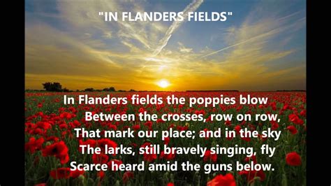 In Flanders Fields Poem Lyrics