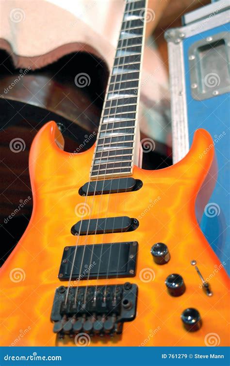 Orange Electric Guitar stock image. Image of pickups, tone - 761279