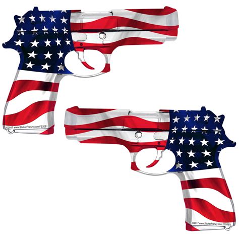 USA Flag Gun 2 Pack Stickers “MIRRORED” – #FS2061LR – AZ House of Stickers