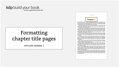 Formatting chapter title pages: Applying Heading 1 - YouTube