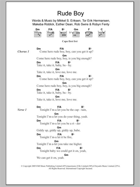 Rude Boy by Rihanna - Guitar Chords/Lyrics - Guitar Instructor