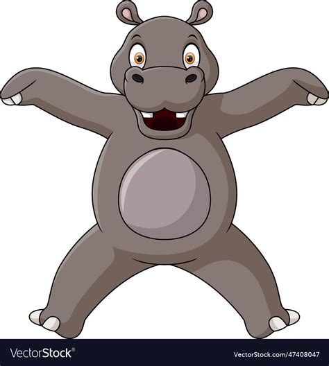 Happy hippo cartoon dancing pose Royalty Free Vector Image