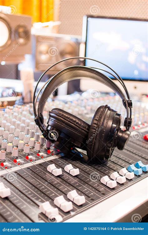 Radio Station: Headphones on a Mixer Desk in an Professional Sound Recording Studio Stock Photo ...