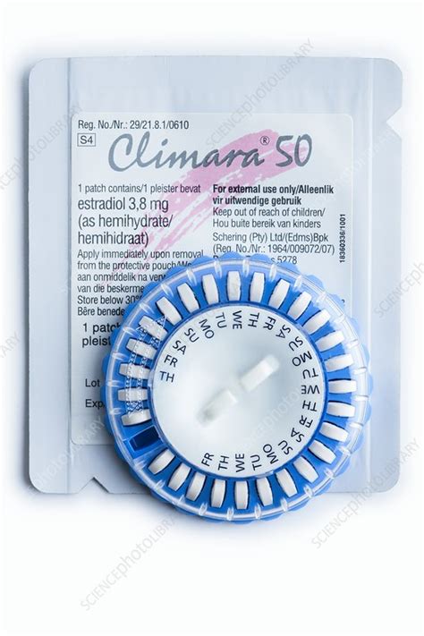 Hormone replacement therapy patch and pills - Stock Image - C047/6150 ...