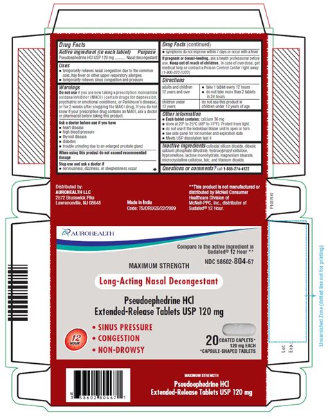 BUY Pseudoephedrine HCl (Pseudoephedrine HCl) 120 mg/1 Aurohealth LLC