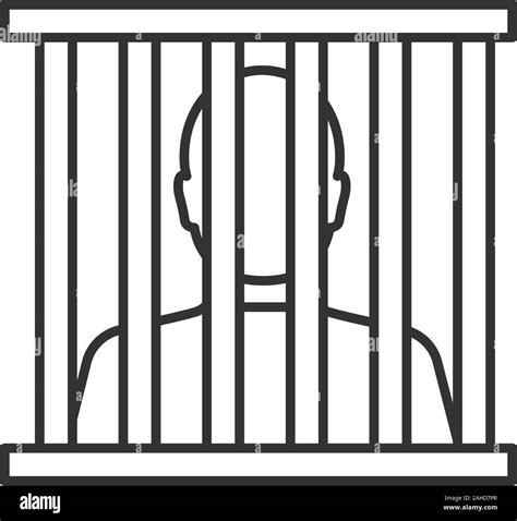 Prisoner linear icon. Thin line illustration. Jail, prison. Contour symbol. Vector isolated ...