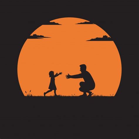 Premium Vector | Silhouette of father and daughter | Dad art, Father ...