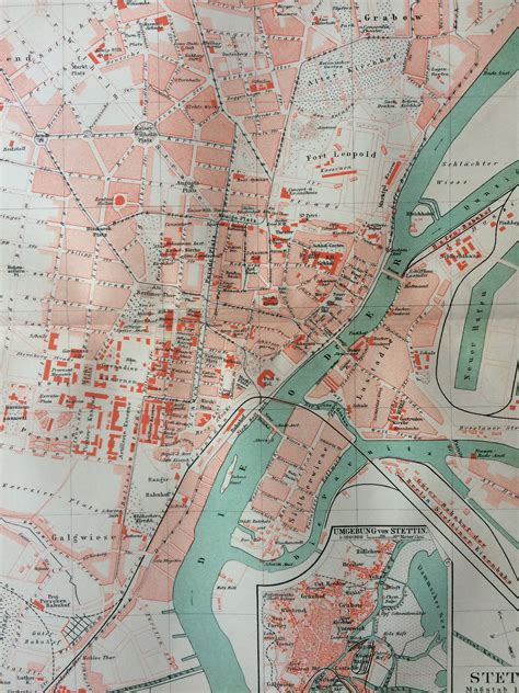 1897 Stettin (Szczecin) Original Antique Map - Poland - City Plan ...