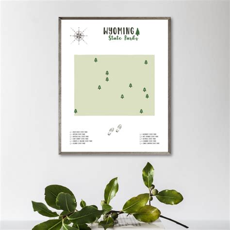 Wyoming State Parks Map | Wyoming Map Print | Gift For Adventurer ...