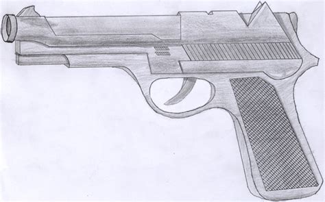 Gun Drawing, Pencil, Sketch, Colorful, Realistic Art Images | Drawing Skill