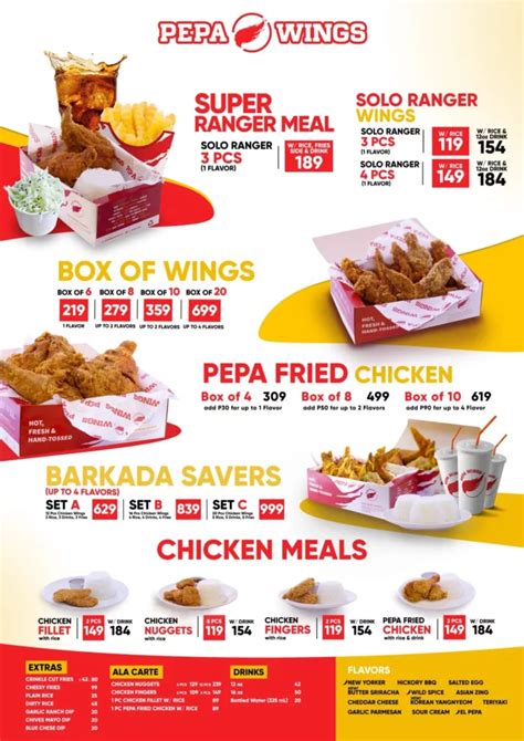 PEPA WINGS MENU PHILIPPINES & UPDATED PRICES 2024